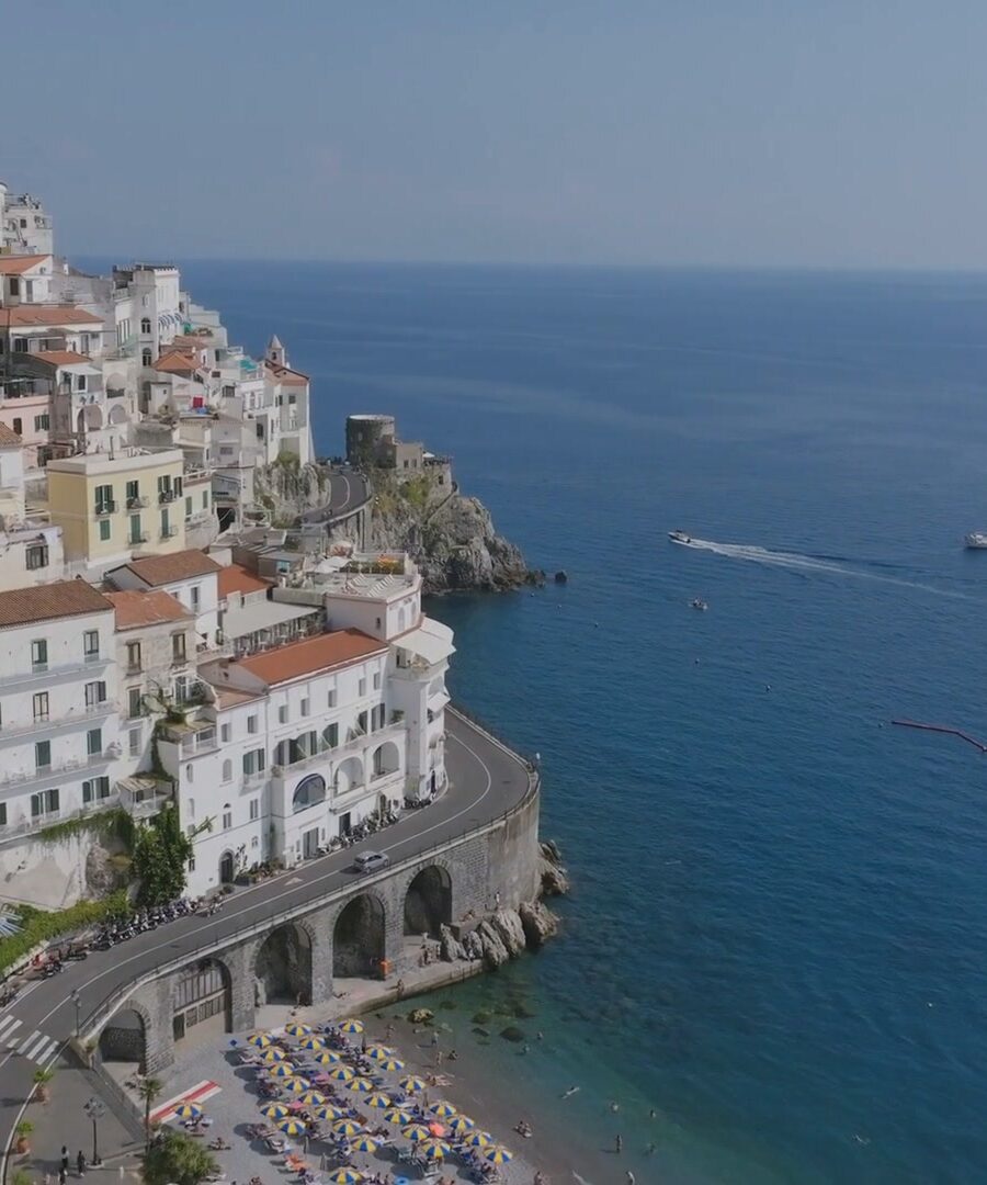 Cliffside village above the Mediterranean